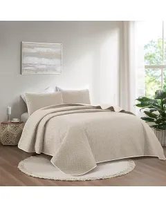 Nova Home "Cross" Bed Spread Set - Taupe & Ivory available at The Scout - Amman, Jordan