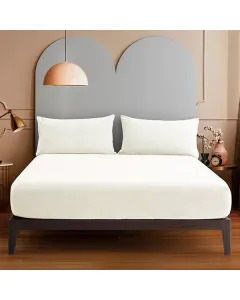 Nova Home WarmFit Winter Microfleece Fitted Sheet Set - Ivory (Available in Sizes) available at The Scout - Amman, Jordan