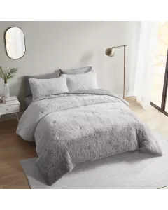 Nova Home Ombre Winter Shaggy Fur Comforter Set - King/Super King- 6 Pcs - Grey available at The Scout - Amman, Jordan