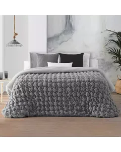 Manterol Bubble Velvet Winter Comforter Set - King/Super King - 6 Pcs - Grey available at The Scout - Amman, Jordan