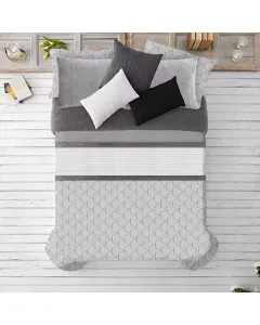 Manterol Doko Velvet Winter Comforter Set - King/Super King - 6 Pcs - Grey available at The Scout - Amman, Jordan