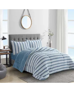 Nova Home Bliss Winter Flannel Comforter Set - King/Super King - 6Pcs - Blue