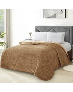 Nova Home Lynx Engraved Blanket- Beige