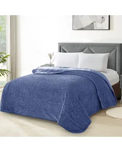 Nova Home Lynx Engraved Blanket- Navy