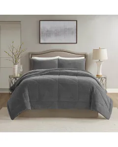 Nova Home Essentials Velvet Flannel To Sherpa Winter Comforter - Single/Twin- Grey available at The Scout - Amman, Jordan