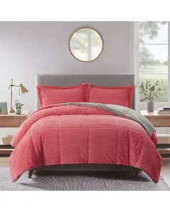 Nova Home Campo Cordroy Flannel Winter Comforter Set - Single/Twin- 3 Pcs - Rose available at The Scout - Amman, Jordan