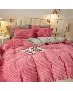 Nova Home Campo Cordroy Flannel Winter Duvet Cover Set - Single/Twin - 3 Pcs - Rose available at The Scout - Amman, Jordan