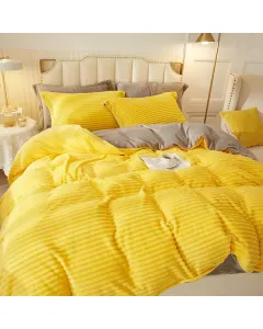 Nova Home Campo Cordroy Flannel Winter Duvet Cover Set - Single/Twin - 3 Pcs - Yellow available at The Scout - Amman, Jordan