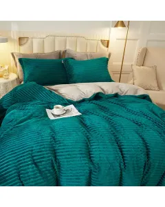 Nova Home Campo Cordroy Flannel Winter Duvet Cover Set - Single/Twin - 3 Pcs - Green available at The Scout - Amman, Jordan