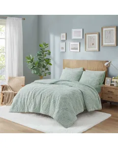 Nova Home Arya Winter Embroidered Fur Comforter Set - Single/Twin - 4Pcs - Green available at The Scout - Amman, Jordan