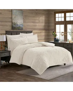 Nova Home Fleurfur Winter Jaquard Fur Comforter  Set - Single/Twin - 4Pcs - Ivory available at The Scout - Amman, Jordan