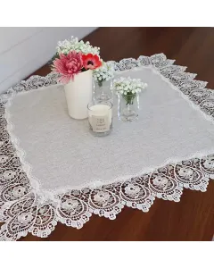 Nova Home "Berna" Lace Coffee Table Tablecloth Set - Beige (Available In Sizes)