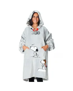 Kanguru Kangurone Snoopy Blanket With Sleeves - 90x95 Cm - Grey