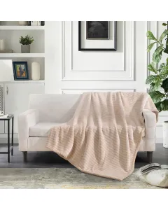 Nova Home Syros Winter Soft Jaquard Blanket - Ivory (Available In Sizes)