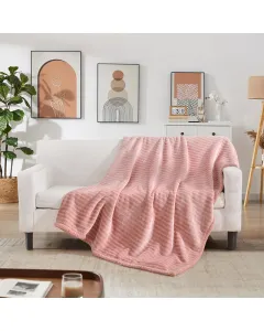 Nova Home Syros Winter Soft Jaquard Blanket - Pink (Available In Sizes)