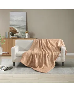 Nova Home Syros Winter Soft Jaquard Blanket - Beige (Available In Sizes)