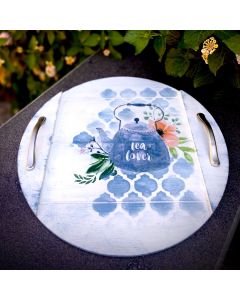 Circular Tea Time Tray in White