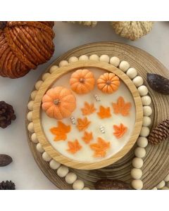 Pumpkin Spice Haven Candle in Wooden pot