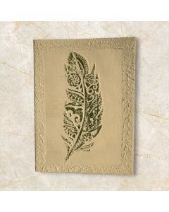 Feather Serenity - Textured Green and White Art 10cm x 15cm (Handmade Artwork)