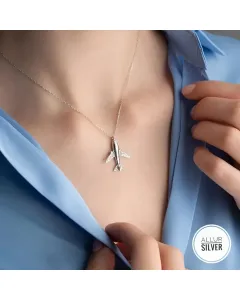 Airplane Necklace with Pendant (925 Silver)