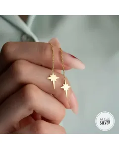 Pole Star Earrings (Gold Coated, 925 Silver)