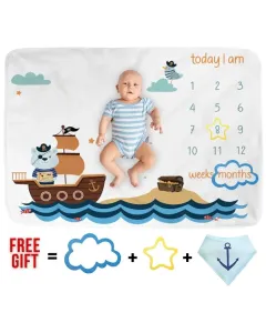 Baby Milestone Blanket - Pirate Design (100x120 cm)