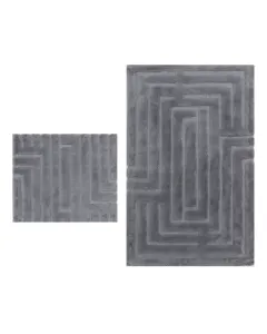 Nova Home Sevara Cotton Bath Rug Set - 2Pcs - Dark Grey