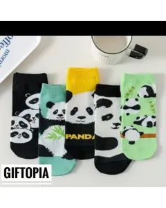 Charming Panda Face Socks Set - 5 Pairs