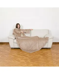 Kanguru Flannel Blanket With Sleeves - 140x210 cm - Cream
