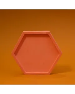 Hexagon Coffee Plate - Coral