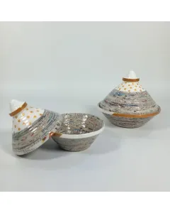 Domefull Paper Polka Bowl with Lid - Handmade from recycled papers