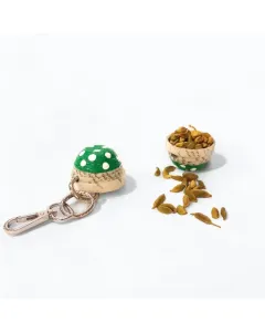 Traditional Mini Qahwa Keychain (Green with White Dots) - Handmade from recycled papers