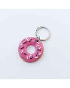 Pink Donut Keychain - Handmade with Care