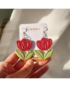 Tulip Earrings (Red) - Handmade with Care