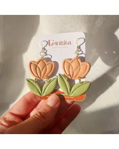 Tulip Earrings (Beige) - Handmade with Care