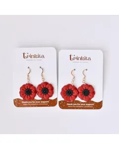 Poppy Flower Earrings - Handmade with Care