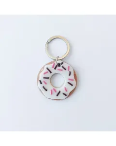 White Donut Keychain - Handmade with Care