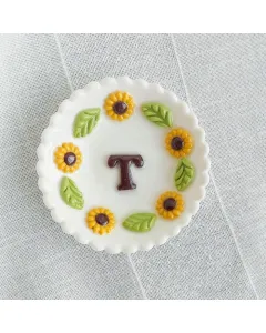 Personalized Sunflower Ring Dish - Handmade with Care