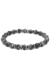 Men's Matte Black Labradorite & Hematite Beaded Bracelet