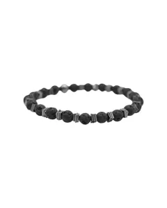 Men's Volcanic Lava & Hematite Stones Beaded Bracelet