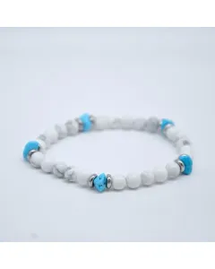 Men's White Turquoise Stones Beaded Bracelet