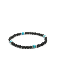 Men's Onyx & Turquoise Stones Beaded Bracelet