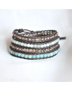 Women’s Handmade 4-Strand Brown Leather Wrap Bracelet