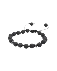 Men’s Handmade Knotted Cord Bracelet with Volcanic Lava Stone Beads