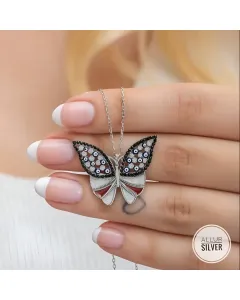 925 Sterling Silver White Butterfly Necklace