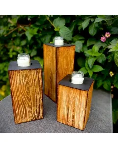 Wooden Candle Stand (Set of 3)