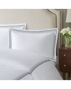 Nova Home Cruise Pillow Sham Set - 100% Cotton/ 600 Thread Count - 2 Pcs - White & Grey available at The Scout - Amman, Jordan