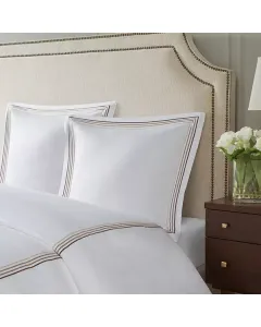 Nova Home Cruise Euro Sham Set - 100% Cotton/ 600 Thread Count - 2 Pcs - White & Beige available at The Scout - Amman, Jordan