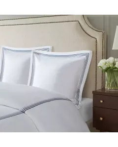 Nova Home Cruise Euro Sham Set - 100% Cotton/ 600 Thread Count - 2 Pcs - White & Navy available at The Scout - Amman, Jordan
