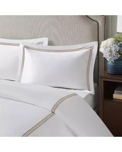 Nova Home Venice Pillow Sham Set - 100% Cotton/ 600 Thread Count - 2 Pcs - White & Beige available at The Scout - Amman, Jordan